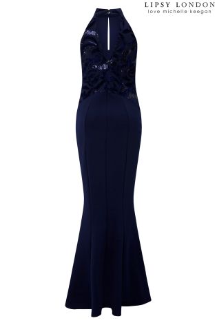 Lipsy Love Michelle Keegan Sequin Velvet Fishtail Dress